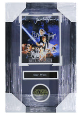 Star Wars Signed Autographed 22" x 14" Framed Photo - Carrie Fisher, Harrison Ford, Mark Hamill and James Earl Jones