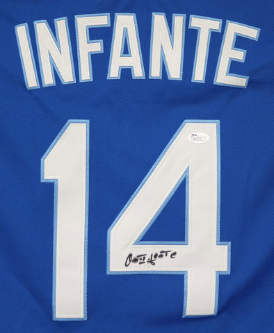 Omar Infante Kansas City Royals Signed Autographed Blue #14 Jersey JSA COA