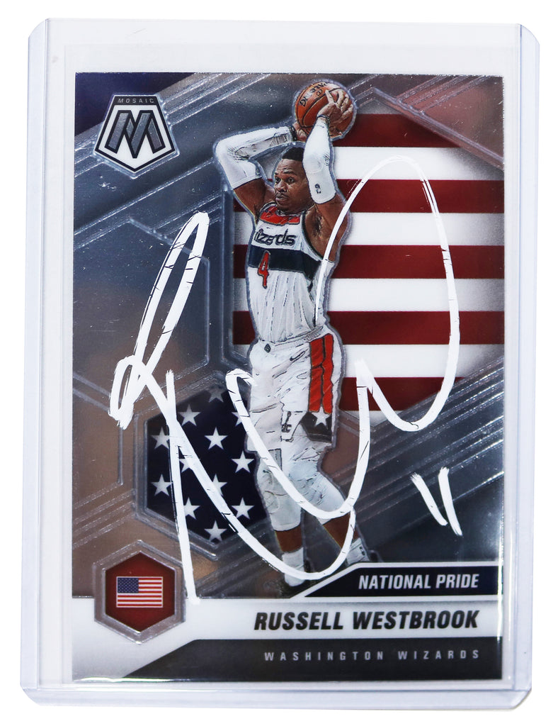 Russell Westbrook Signed 2020-21 Panini Mosaic #253 Basketball Card –