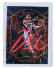 Damian Lillard Portland Trail Blazers Signed Autographed 2020-21 Panini Select #24 Basketball Card PRO-Cert COA