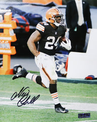 Nick Chubb Cleveland Browns Signed Autographed 8" x 10" Running Photo Heritage Authentication COA