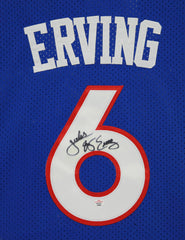 Julius Dr. J Erving Philadelphia 76ers Signed Autographed Blue #6 Jersey PAAS COA