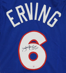 Julius Dr. J Erving Philadelphia 76ers Signed Autographed Blue #6 Custom Jersey PAAS COA