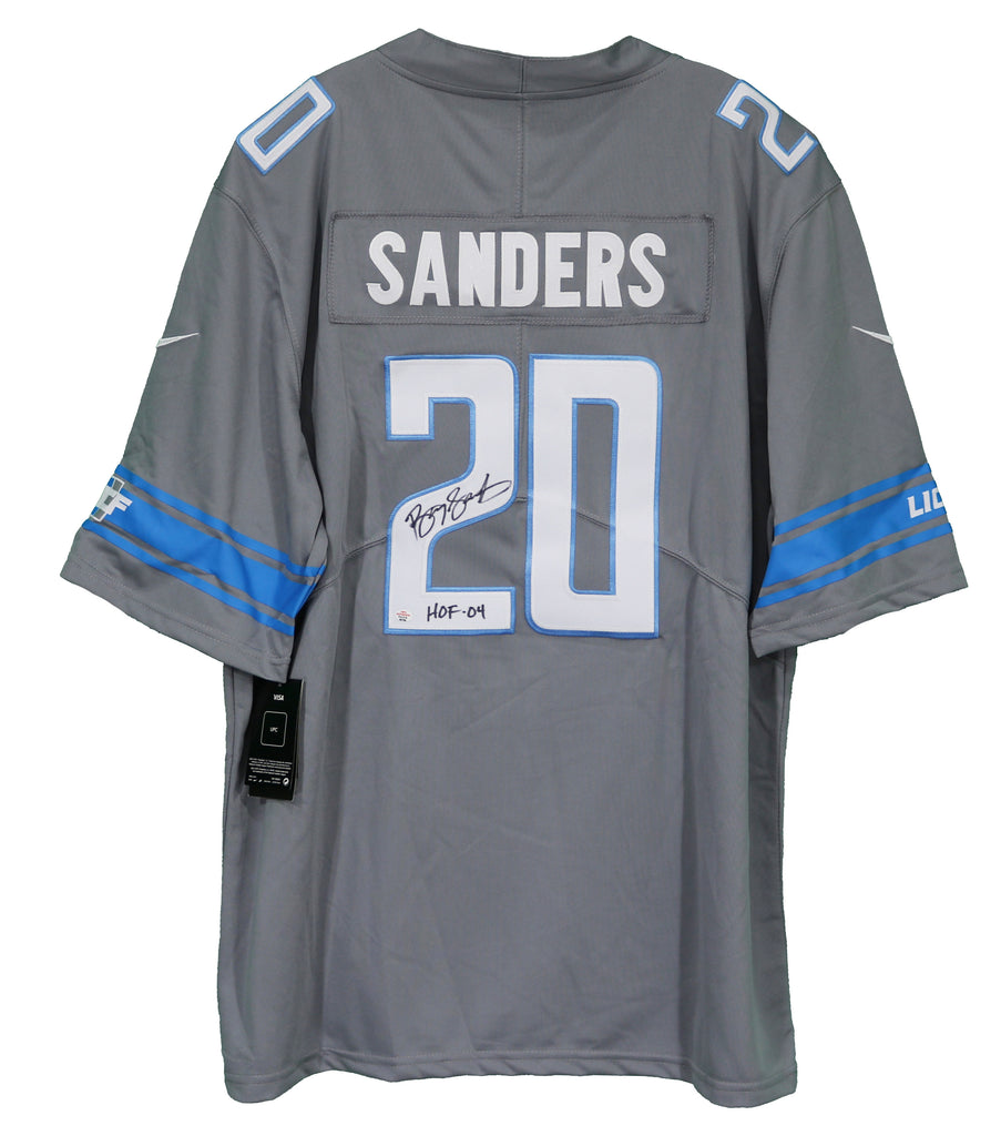 Barry Sanders Autographed Detroit Lions (Blue #20) Jersey at