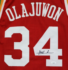 Hakeem Olajuwon Houston Rockets Signed Autographed Red #34 Custom THE DREAM Jersey JSA Witnessed COA