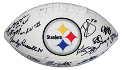 Pittsburgh Steelers Alumni Signed Autographed White Logo Football Authenticated Ink COA - Mike Wagner Andy Russell