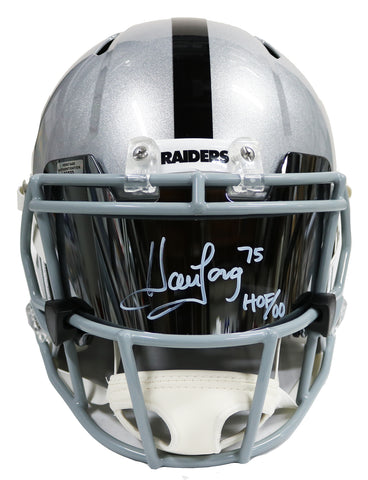 Howie Long Oakland Raiders Signed Autographed Football Visor with Riddell Revolution Speed Full Size Replica Football Helmet Heritage Authentication COA