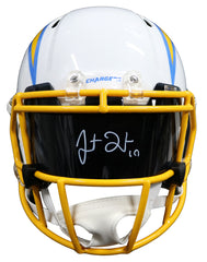 Justin Herbert Los Angeles Chargers Signed Autographed Football Visor with Riddell Full Size Speed Replica Football Helmet Heritage Authentication COA