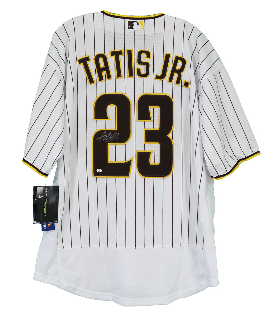 Press Pass Collectibles Padres Fernando Tatis Jr. Authentic Signed White Pinstriped Nike Jersey JSA Wit