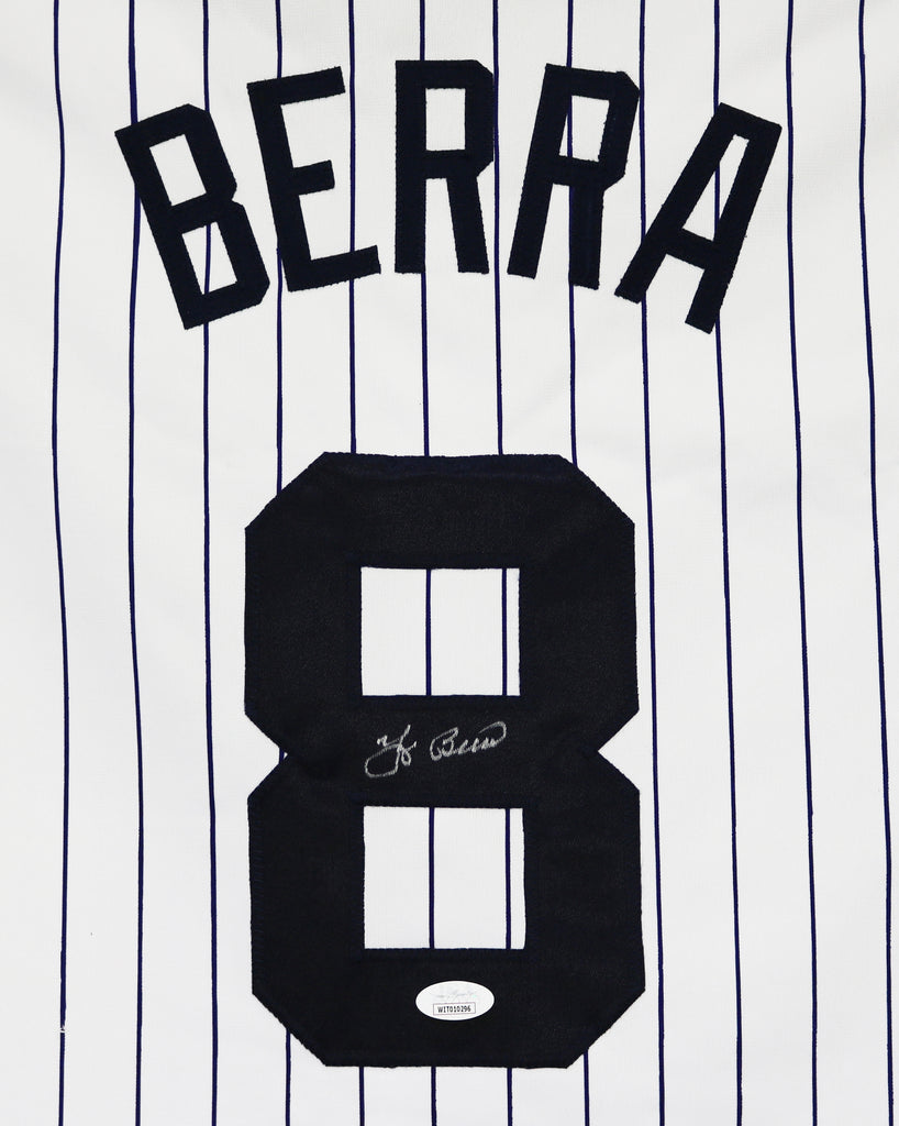 Yogi Berra New York Yankees Autographed White Pinstripe Custom