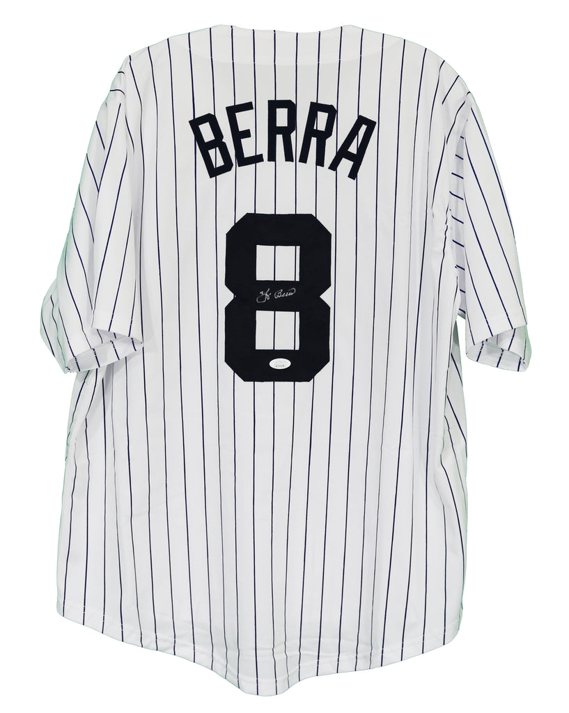Yogi Berra New York Yankees Autographed White Pinstripe Custom