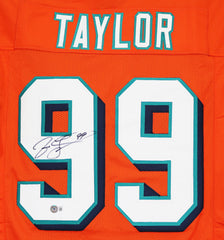Jason Taylor Miami Dolphins Signed Autographed Orange #99 Custom Jersey Beckett Witnessed