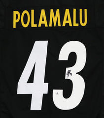 Troy Polamalu Pittsburgh Steelers Signed Autographed Black #43 Custom Jersey Five Star Grading COA