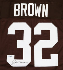 Jim Brown Cleveland Browns Signed Autographed Brown #32 Custom Jersey Heritage Authentication COA