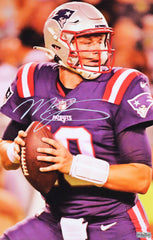 Mac Jones New England Patriots Signed Autographed 17" x 11" Passing Photo Heritage Authentication COA