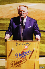 Vin Scully Los Angeles Dodgers Signed Autographed 17" x 11" Photo Heritage Authentication COA