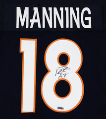 Peyton Manning Denver Broncos Signed Autographed Navy Blue #18 Custom Jersey Heritage Authentication COA
