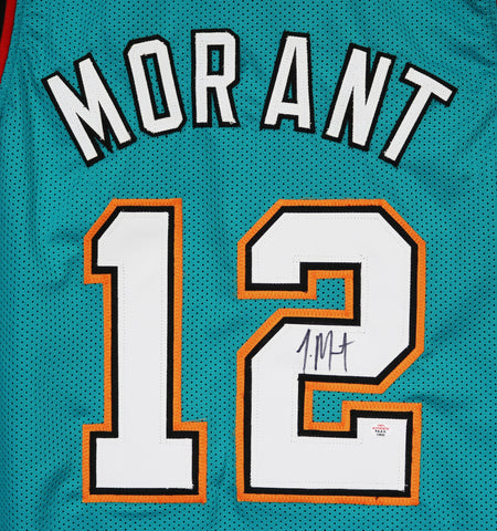 Ja Morant Memphis Grizzlies Signed Autographed Throwback Teal #12 Custom Jersey PAAS COA