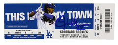 Clayton Kershaw Los Angeles Dodgers Signed Autographed 2010 Game Ticket Global COA