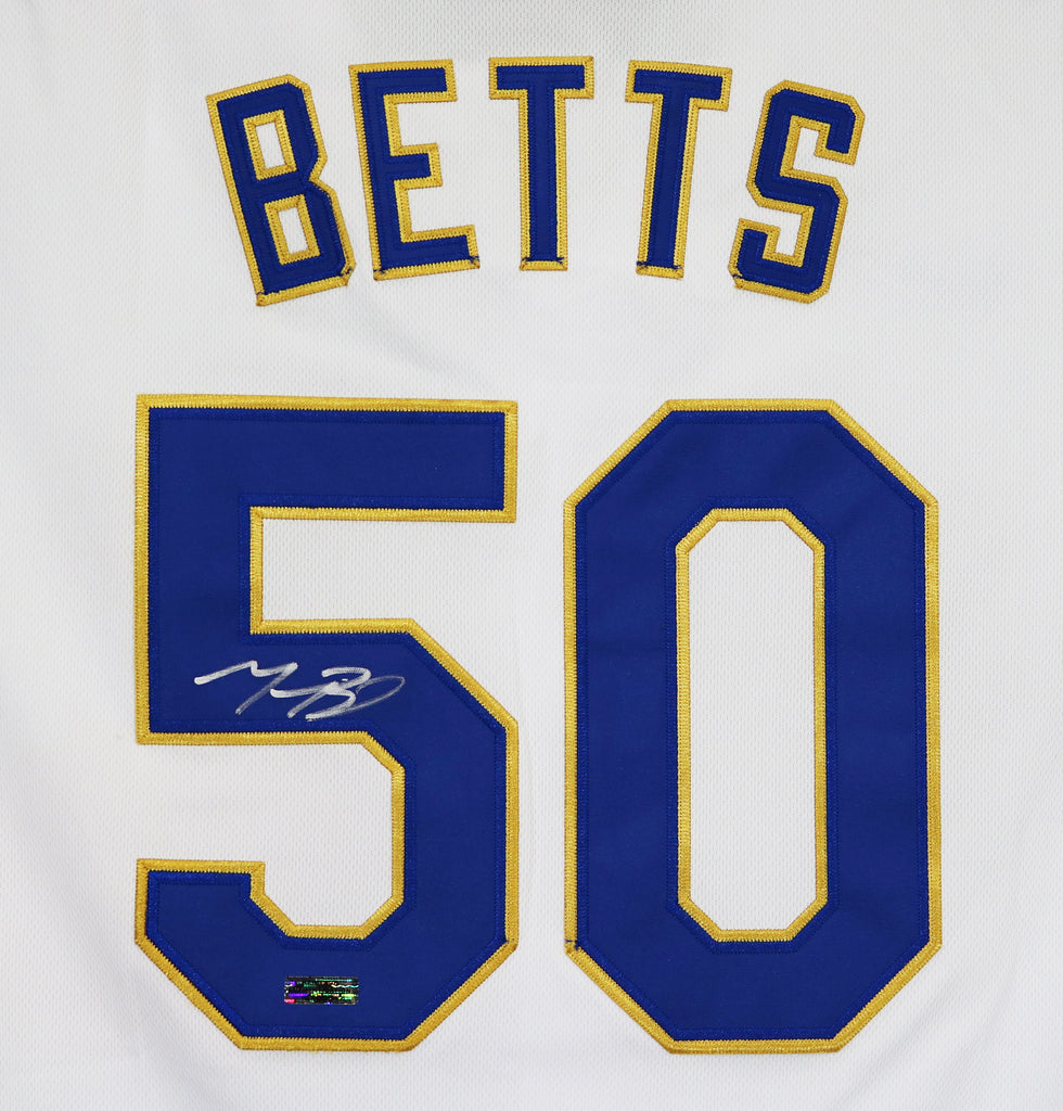 No50 Mookie Betts White 2019 Gold Program Cool Base Stitched Youth Jersey