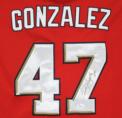 Gio Gonzalez Washington Nationals Signed Autographed Red #47 Jersey Gold Auto JSA COA