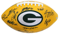 Green Bay Packers 2016 Team Signed Autographed Yellow Panel Logo Football PAAS COA Rodgers Matthews Nelson