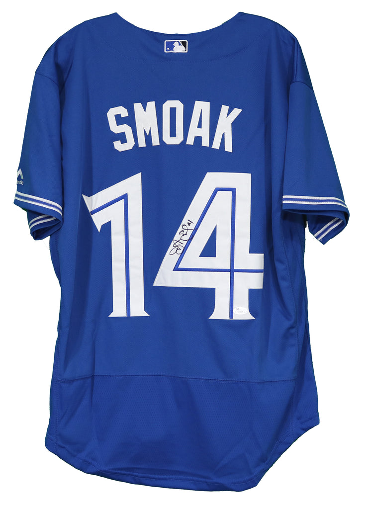 Justin Smoak Toronto Blue Jays Signed Autographed Blue #14 Jersey JSA –