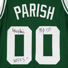 Robert Parish Boston Celtics Signed Autographed Green #00 Custom Jersey Witnessed PSA In the Presence COA