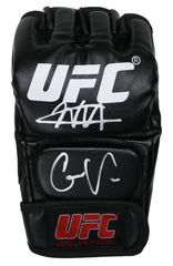 Khabib Nurmagomedov and Conor McGregor Signed Autographed MMA UFC Black Fighting Glove Heritage Authentication COA