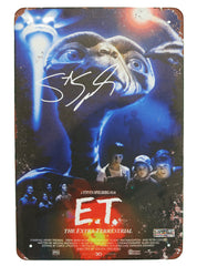 Steven Spielberg Signed Autographed 11-3/4" x 7-7/8" E.T. the Extra-Terrestrial Metal Tin Sign Heritage Authentication COA