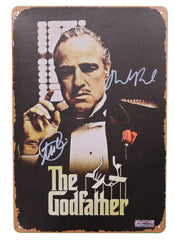 Al Pacino and Robert De Niro Signed Autographed 11-3/4" x 7-7/8" The Godfather Metal Tin Sign Heritage Authentication COA