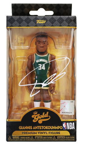Giannis Antetokounmpo Milwaukee Bucks Signed Autographed NBA FUNKO GOLD POP Premium Vinyl Figure Heritage Authentication COA