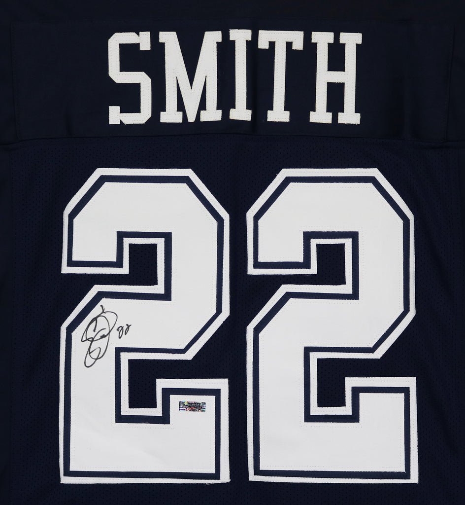 Emmitt Smith Dallas Cowboys Autographed Blue #22 Custom Jersey –