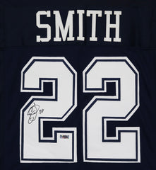 Emmitt Smith Dallas Cowboys Signed Autographed Blue #22 Custom Jersey Heritage Authentication COA