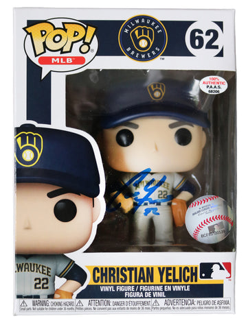 Christian Yelich Milwaukee Brewers Signed Autographed MLB FUNKO POP #62 Vinyl Figure PAAS COA - SLIGHT DAMAGE