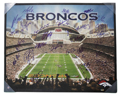 Denver Broncos 2013 Super Bowl Team Signed Autographed 28" x 22" Canvas Authenticated Ink COA - Peyton Manning