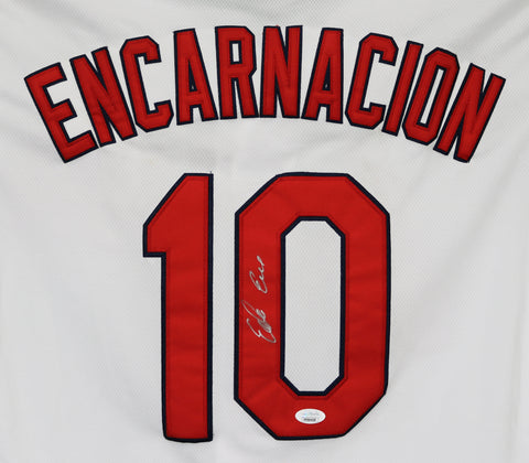 Edwin Encarnacion Cleveland Indians Signed Autographed White #10 Jersey JSA COA Size 44