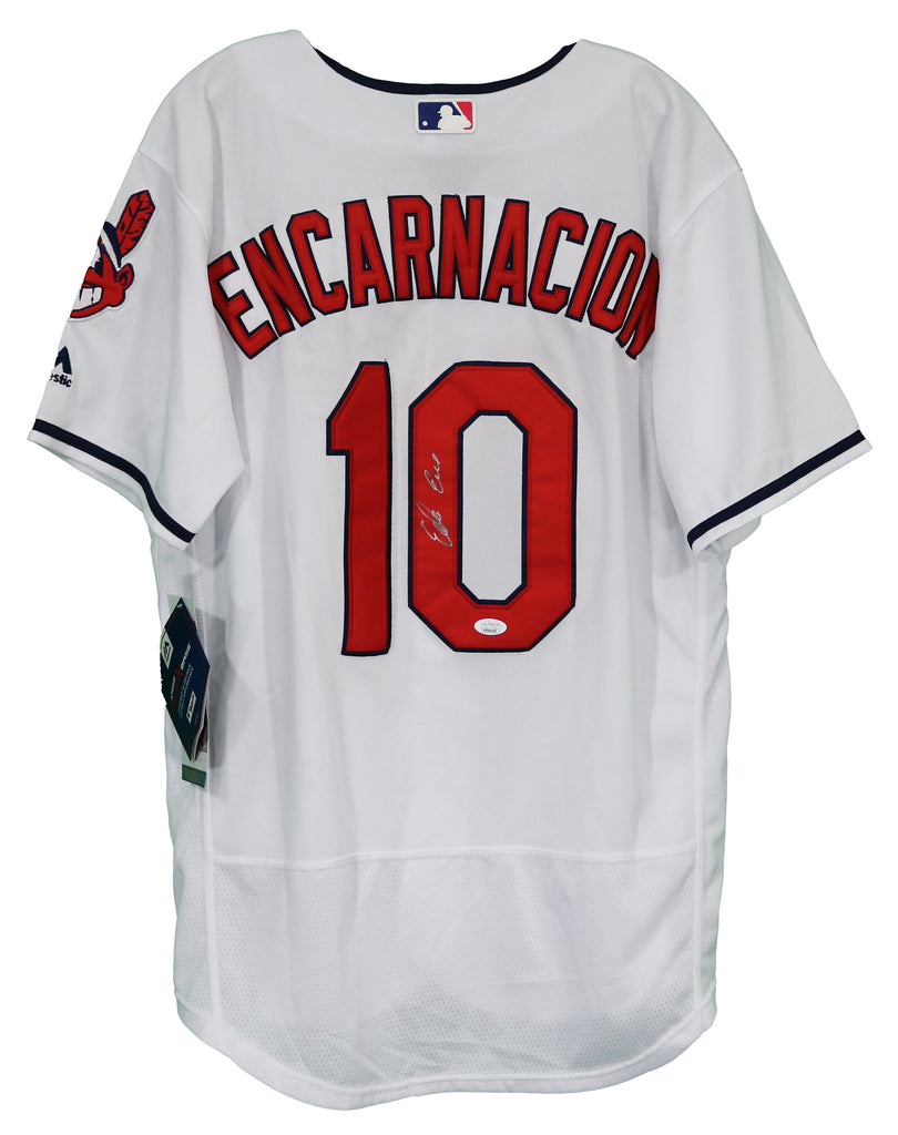 Edwin Encarnacion Cleveland Indians Autographed White #10 Jersey JSA