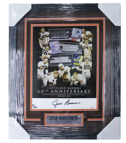Jim Brown Cleveland Browns Signed Autographed 22" x 18" Framed Photo Display Five Star Grading COA
