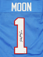 Warren Moon Houston Oilers Signed Autographed Light Blue #1 Custom Jersey PAAS COA