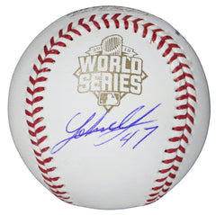 Johnny Cueto Kansas City Royals Signed Autographed 2015 World Series Official Baseball Five Star Grading COA with Display Holder