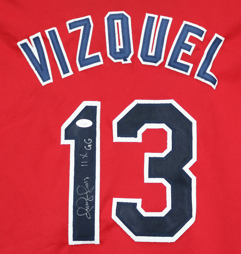 Omar Vizquel Cleveland Indians Signed Custom Red #13 Jersey JSA COA –