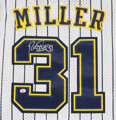Reggie Miller Indiana Pacers Signed Autographed White Pinstripe #31 Jersey PAAS COA