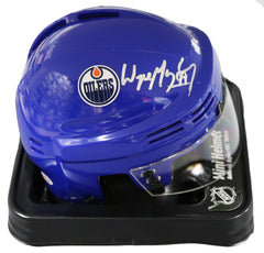 Wayne Gretzky Edmonton Oilers Signed Autographed Blue Hockey Mini Helmet PAAS COA