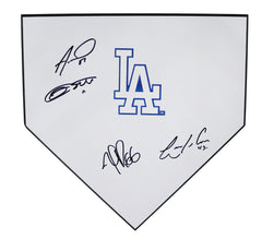 Yasiel Puig, Alex Wood, Logan Forsythe, and Luis Avilan Los Angeles Dodgers Signed Autographed Home Plate