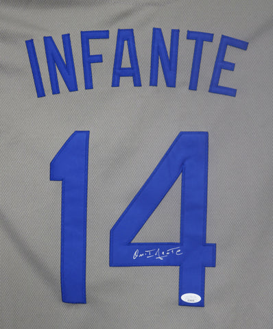 Omar Infante Kansas City Royals Signed Autographed Gray #14 Jersey JSA COA