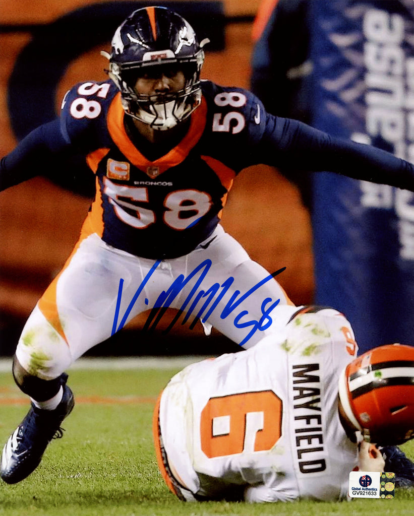Von Miller Denver Broncos Signed Autographed 8x10 Blue Jersey Photo –