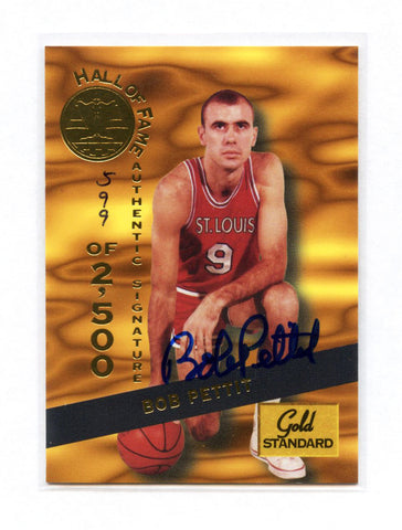 Bob Pettit St. Louis Hawks Signed Autographed 1994 Signature Rookies Gold Standard Basketball Card Auto /2500