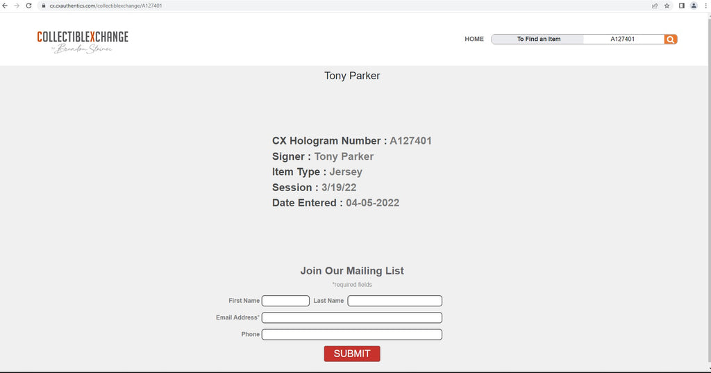 Tony Parker Signed Hornets Jersey (JSA)