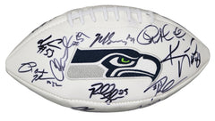 Seattle Seahawks 2014 Team Signed Autographed White Logo Football Wilson Lynch Sherman PAAS Letter COA